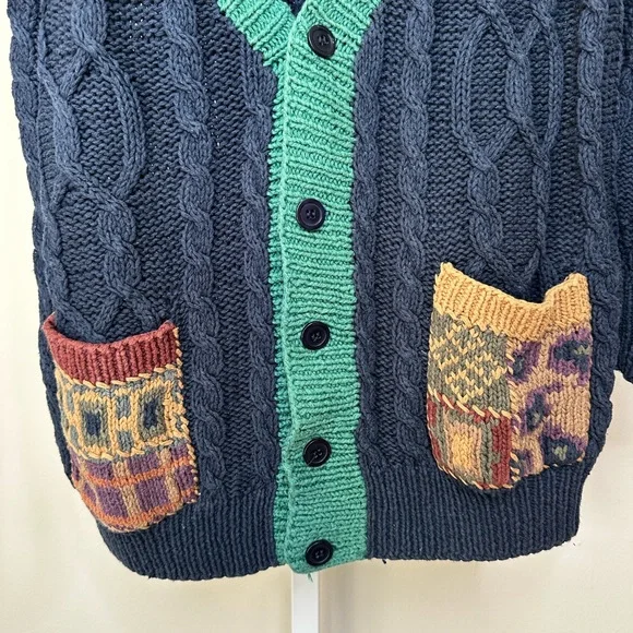 Vintage Chaps Ralph Lauren Hand Knit Cardigan in Size XL